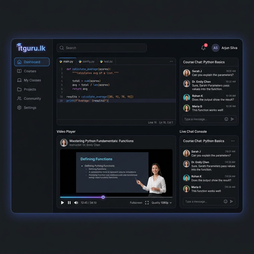 itguru.lk Student Dashboard Preview